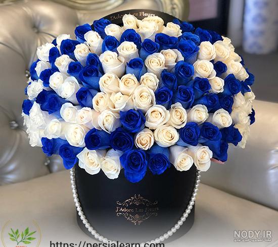 ایده هایی برای طراحی باکس گل رز با تم آبی