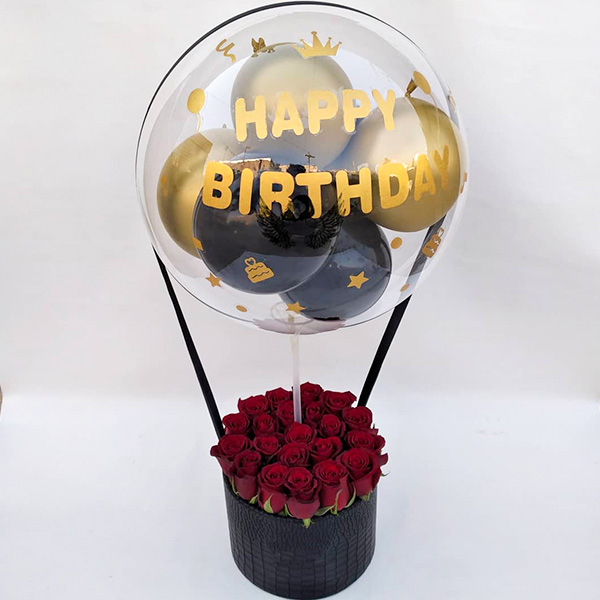 باکس گل با بادکنک